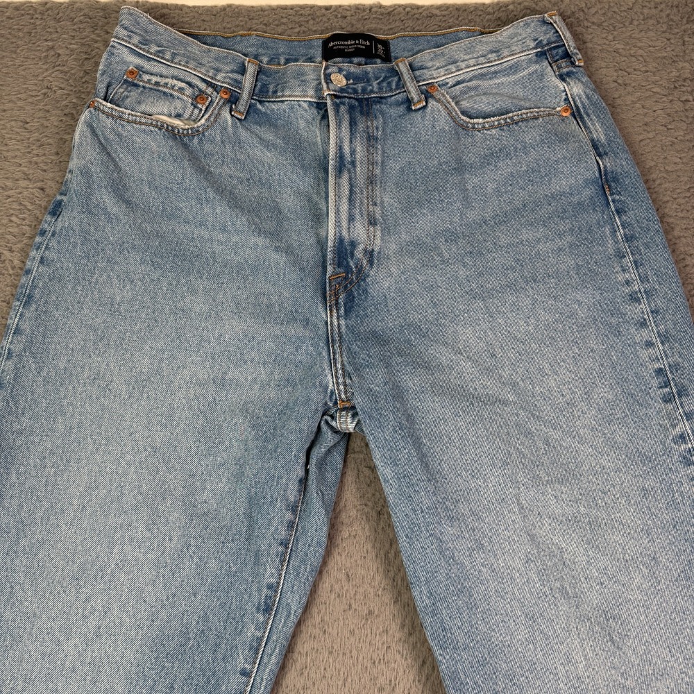 Abercrombie Fitch Baggy Jeans Mens 36x32 Light Blue Washed Rigid Denim Y2K